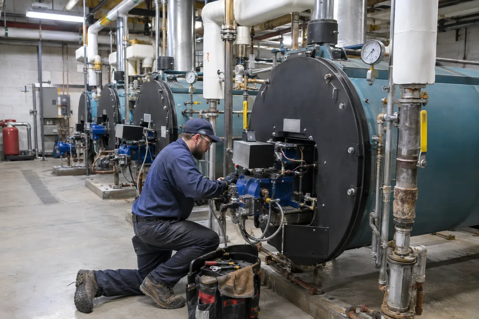 Prime Plumbing servicing shared building equipment while staging the work to minimize tenant disruption in Greater Boston